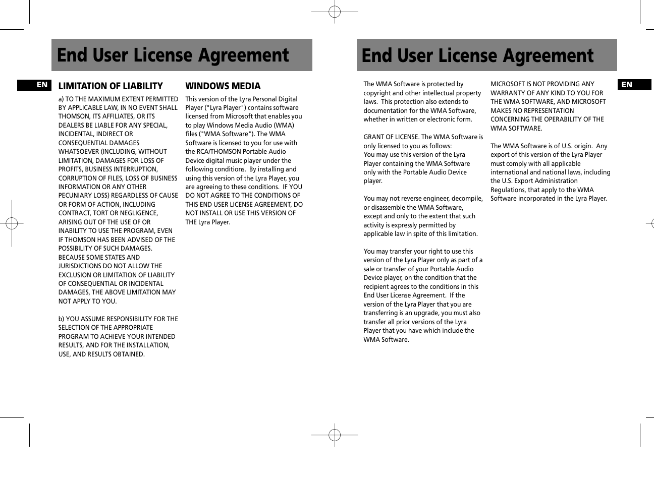 End user license agreement | Technicolor - Thomson Thomson Lyra PDP2356K User Manual | Page 15 / 24