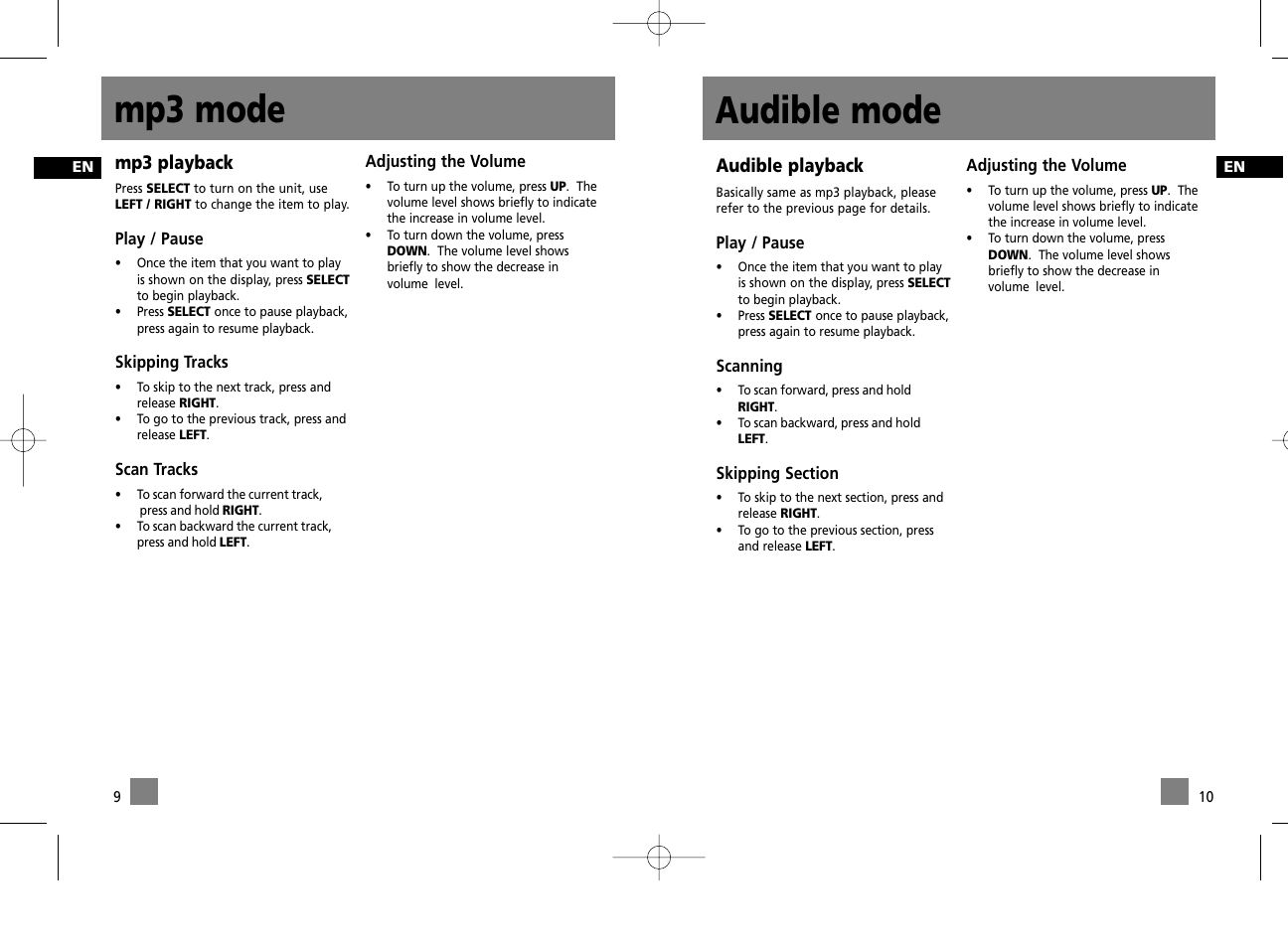 Mp3 mode audible mode | Technicolor - Thomson Thomson Lyra PDP2356K User Manual | Page 21 / 24