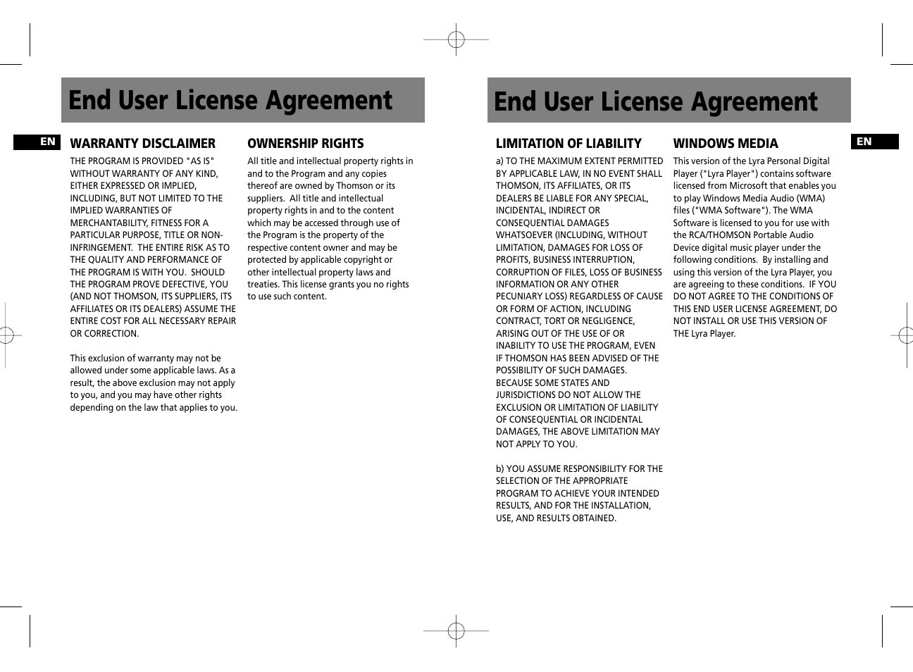 End user license agreement | Technicolor - Thomson Thomson Lyra PDP2356K User Manual | Page 3 / 24