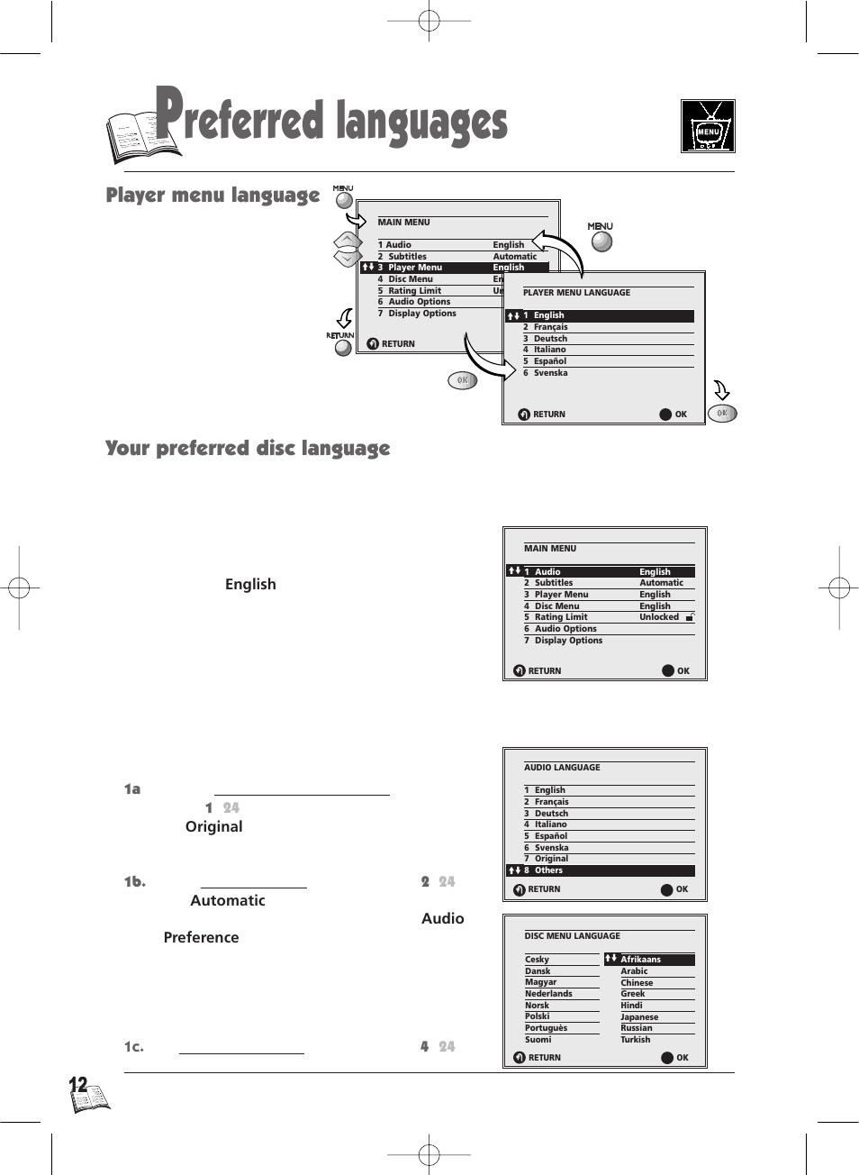 Referred languages, Player menu language, Your preferred disc language | Technicolor - Thomson IB5000 User Manual | Page 12 / 34