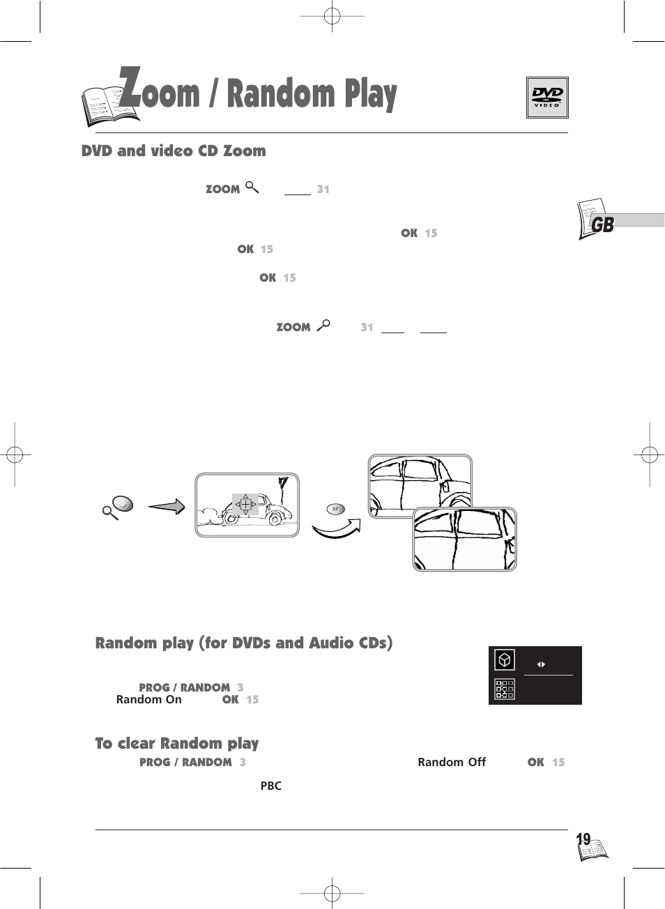 Oom / random play, Dvd and video cd zoom | Technicolor - Thomson IB5000 User Manual | Page 19 / 34