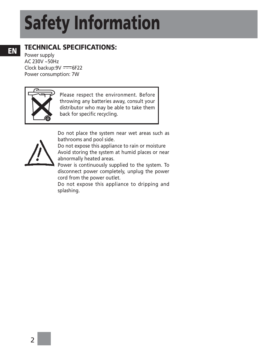 Safety information | Technicolor - Thomson RR420CD User Manual | Page 4 / 11