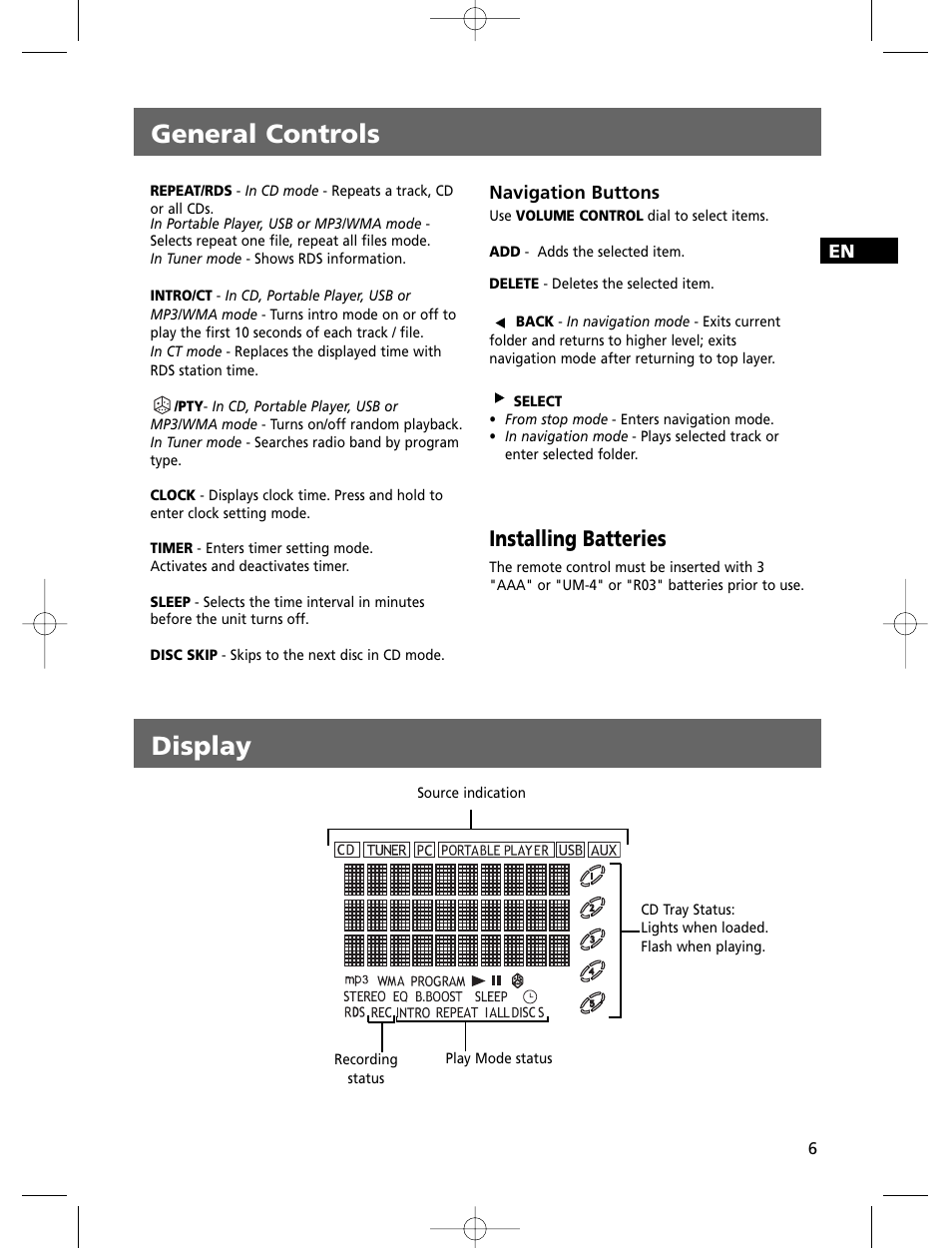 General controls, Display, Installing batteries | Technicolor - Thomson THOMSON Intuiva CS806 User Manual | Page 11 / 30