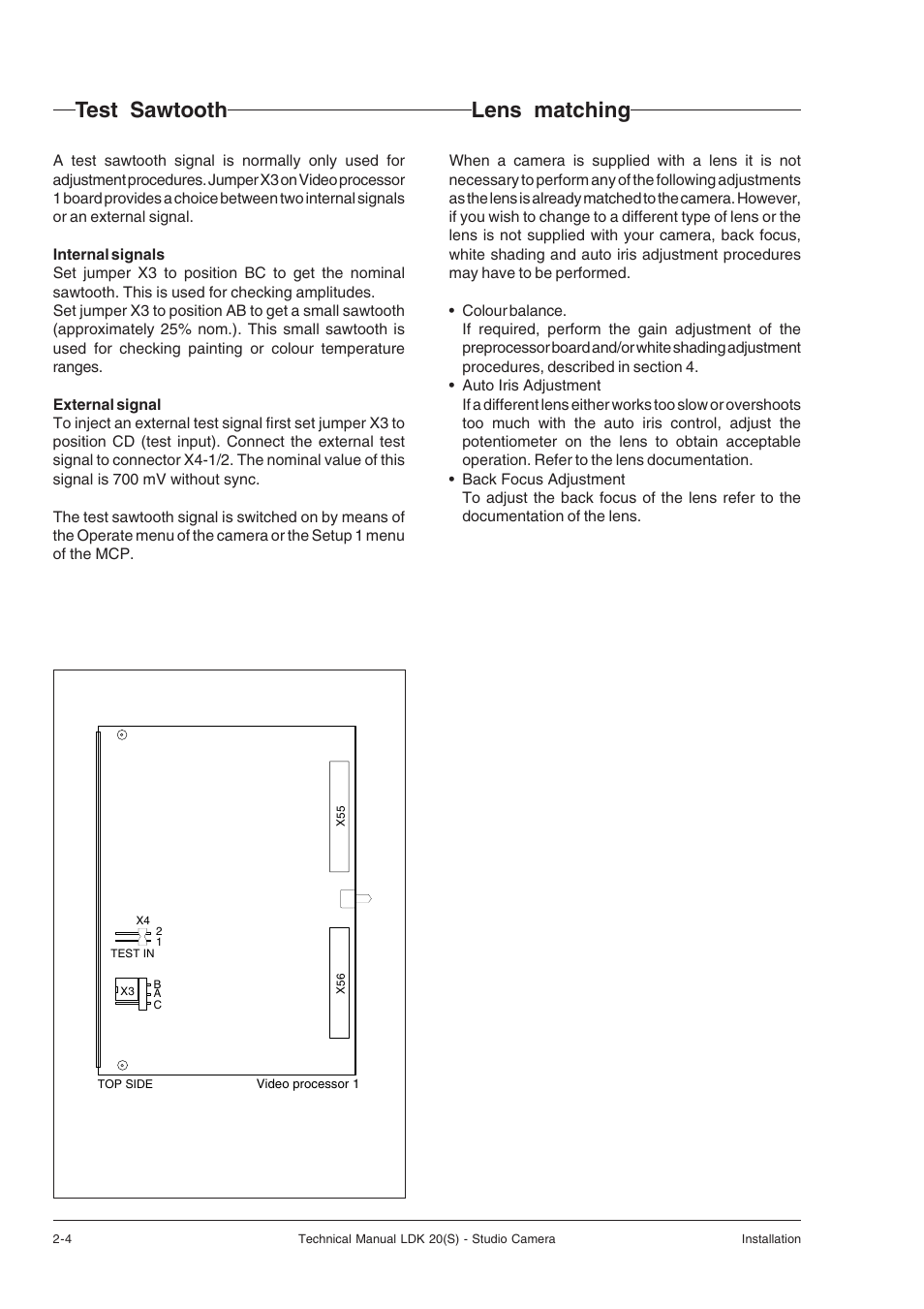 Test sawtooth, Lens matching, Test sawtooth -4 lens matching -4 | Technicolor - Thomson STUDIO CAMERA LDK 20(S) User Manual | Page 12 / 90