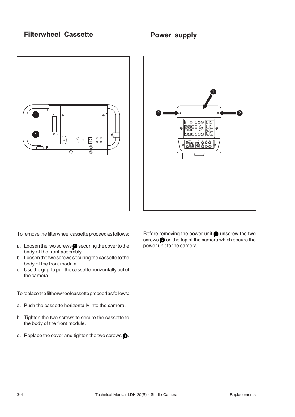 Filterwheel cassette, Power supply | Technicolor - Thomson STUDIO CAMERA LDK 20(S) User Manual | Page 26 / 90