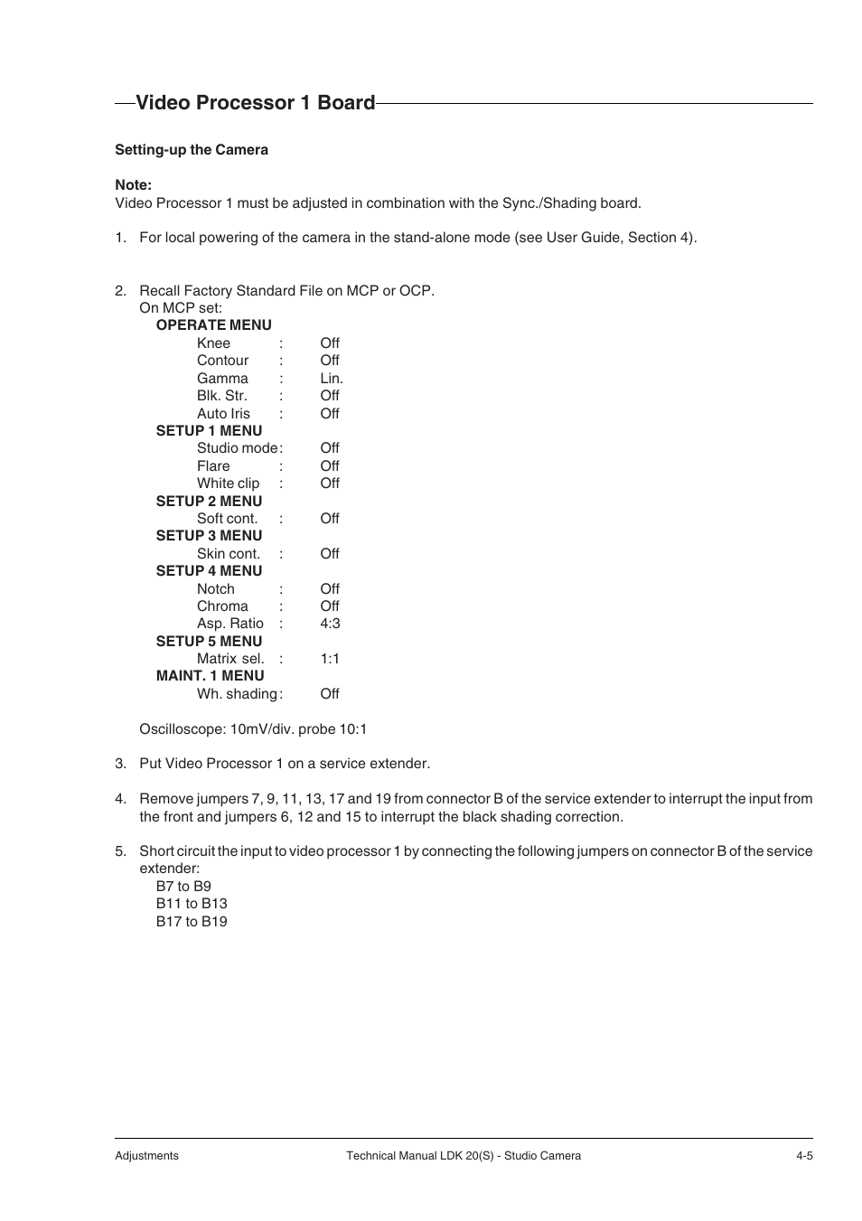 Video processor 1 board, Video processor 1 board -5 | Technicolor - Thomson STUDIO CAMERA LDK 20(S) User Manual | Page 31 / 90