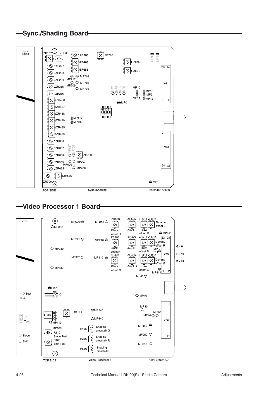 Sync./shading board video processor 1 board | Technicolor - Thomson STUDIO CAMERA LDK 20(S) User Manual | Page 52 / 90