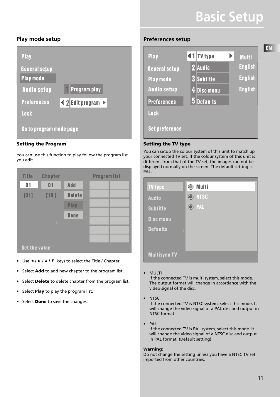 Basic setup | Technicolor - Thomson DPL4911 User Manual | Page 13 / 23