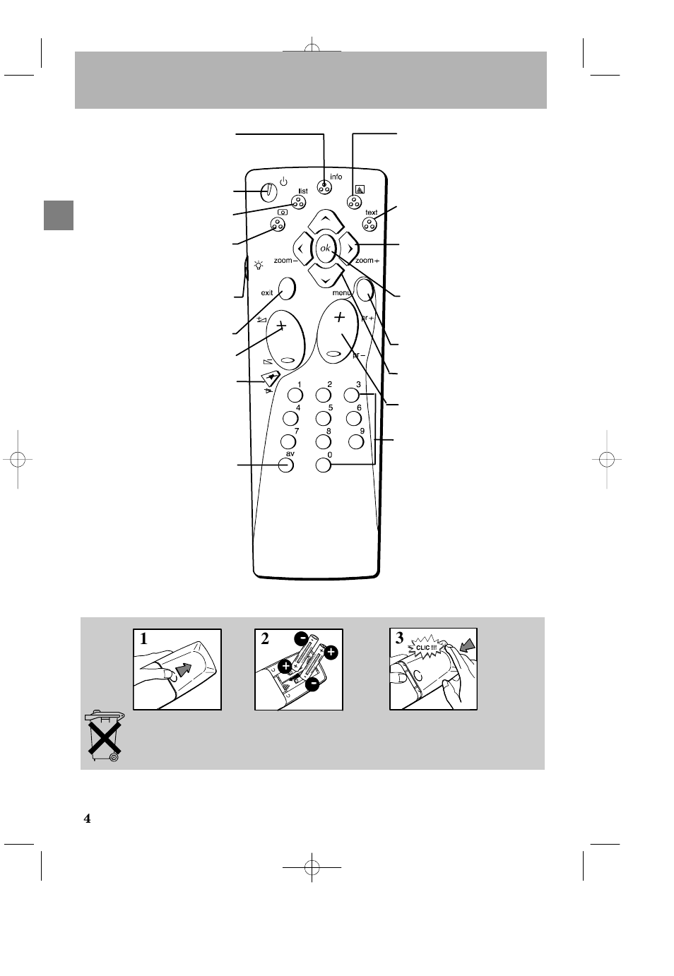 Remote control | Technicolor - Thomson 3 2 W S 2 3 E User Manual | Page 6 / 20