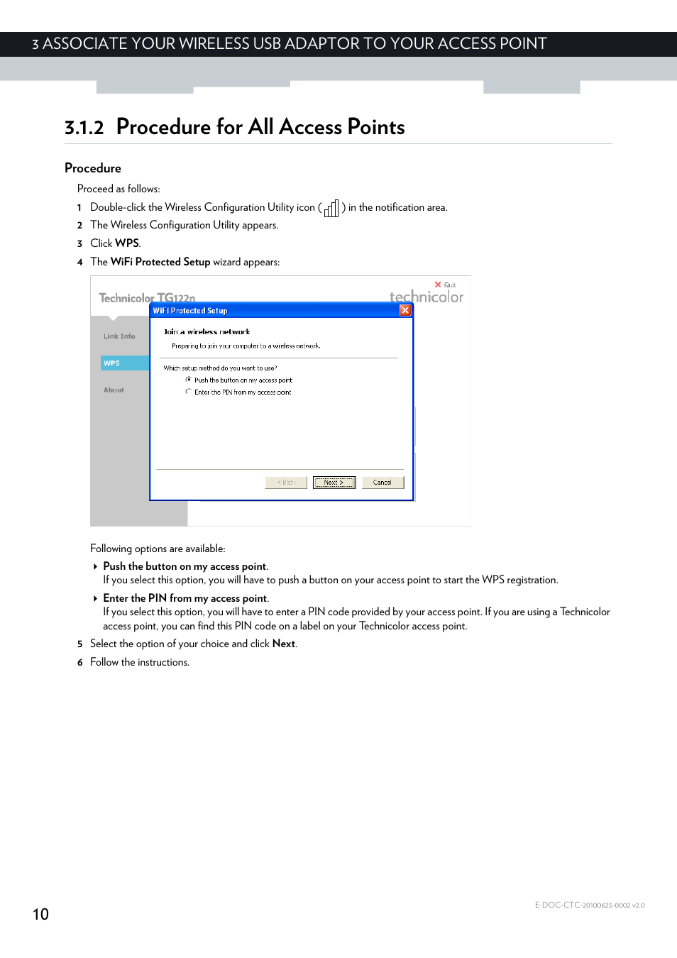 2 procedure for all access points, Procedure | Technicolor - Thomson TG122N User Manual | Page 16 / 34