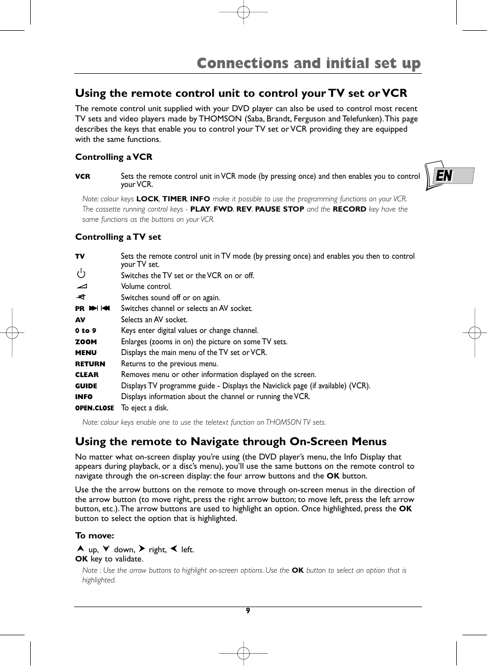 Connections and initial set up | Technicolor - Thomson DTH223 User Manual | Page 9 / 33