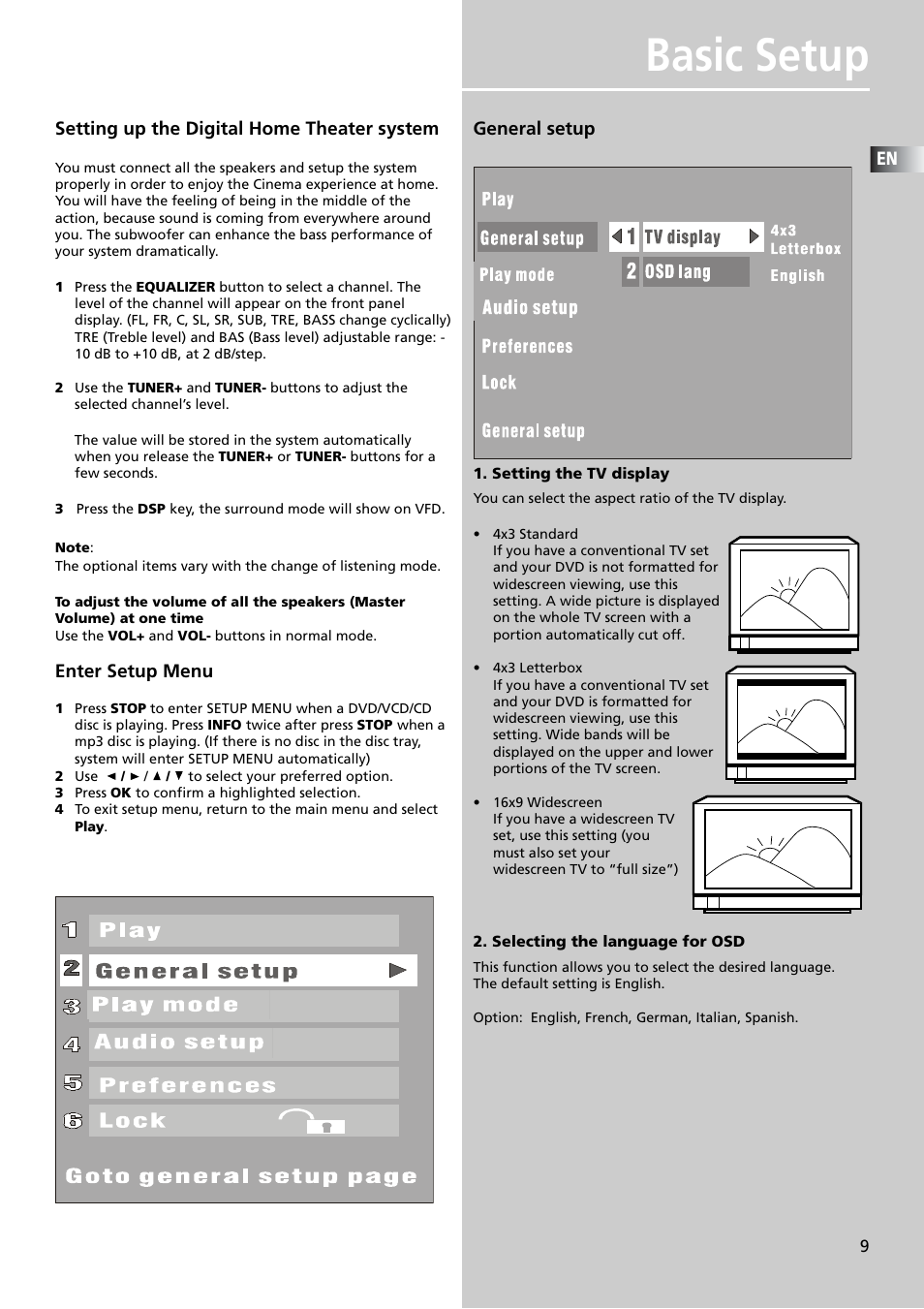 Basic setup | Technicolor - Thomson DPL911VD User Manual | Page 11 / 23