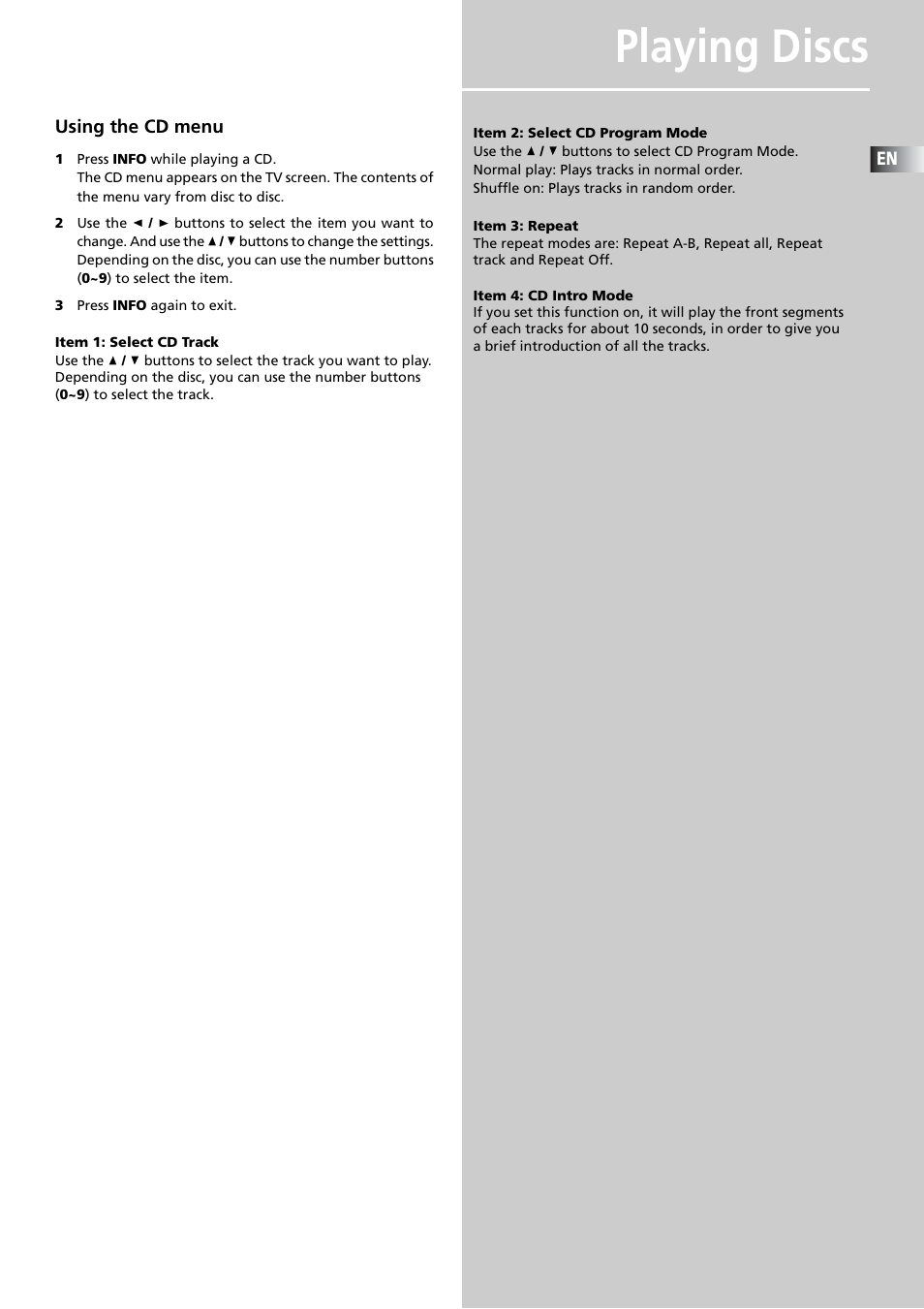 Playing discs | Technicolor - Thomson DPL911VD User Manual | Page 19 / 23