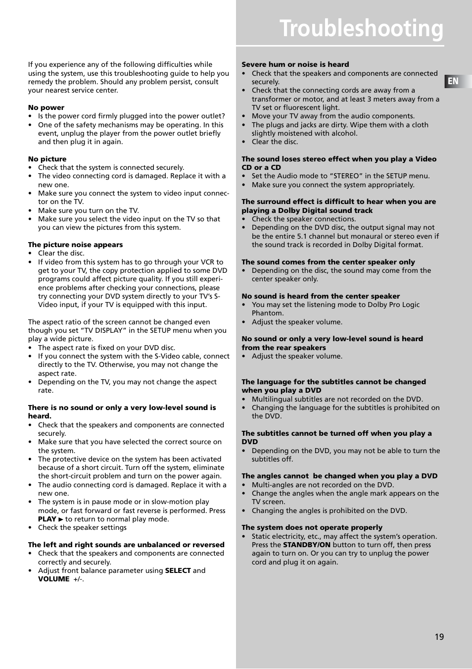 Troubleshooting | Technicolor - Thomson DPL911VD User Manual | Page 21 / 23