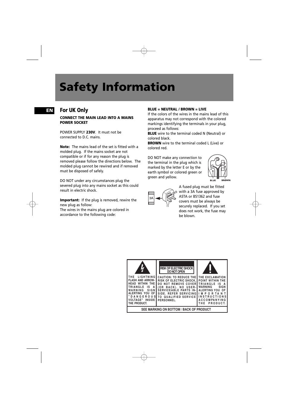 Safety information, For uk only, Caution | Technicolor - Thomson CS520 User Manual | Page 3 / 23