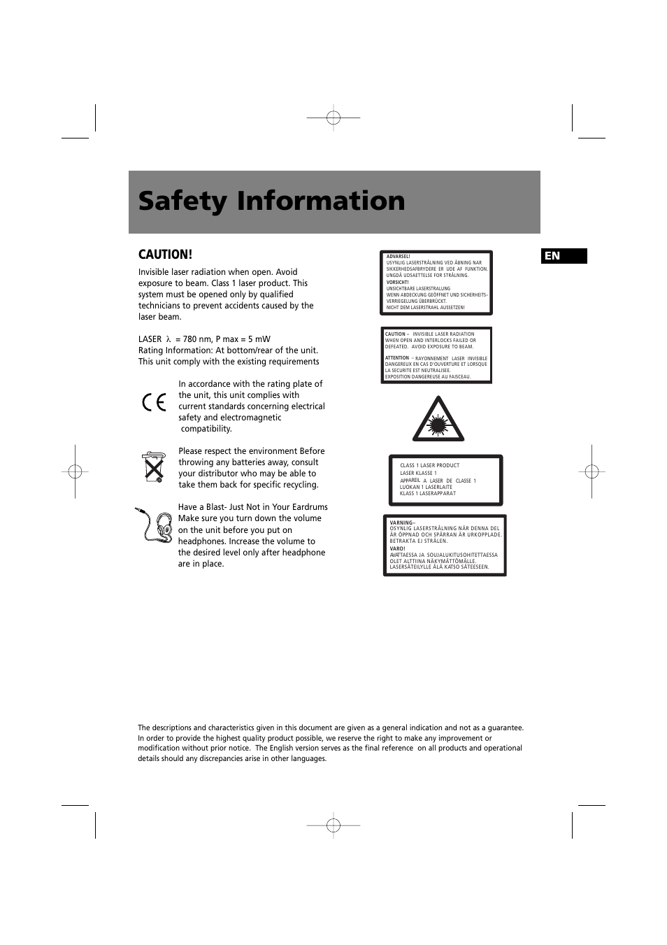 Safety information, Caution | Technicolor - Thomson CS520 User Manual | Page 4 / 23