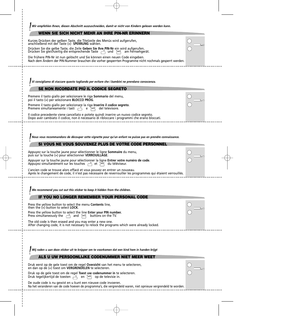 If you no longer remember your personal code | Technicolor - Thomson Spectra SC 63 TH User Manual | Page 27 / 27