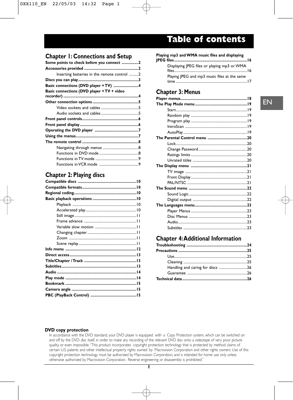 Technicolor - Thomson DVD110 User Manual | 26 pages