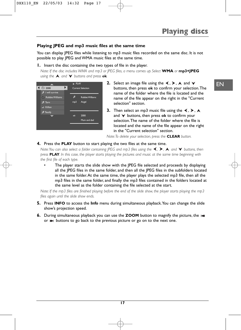 Playing discs | Technicolor - Thomson DVD110 User Manual | Page 17 / 26