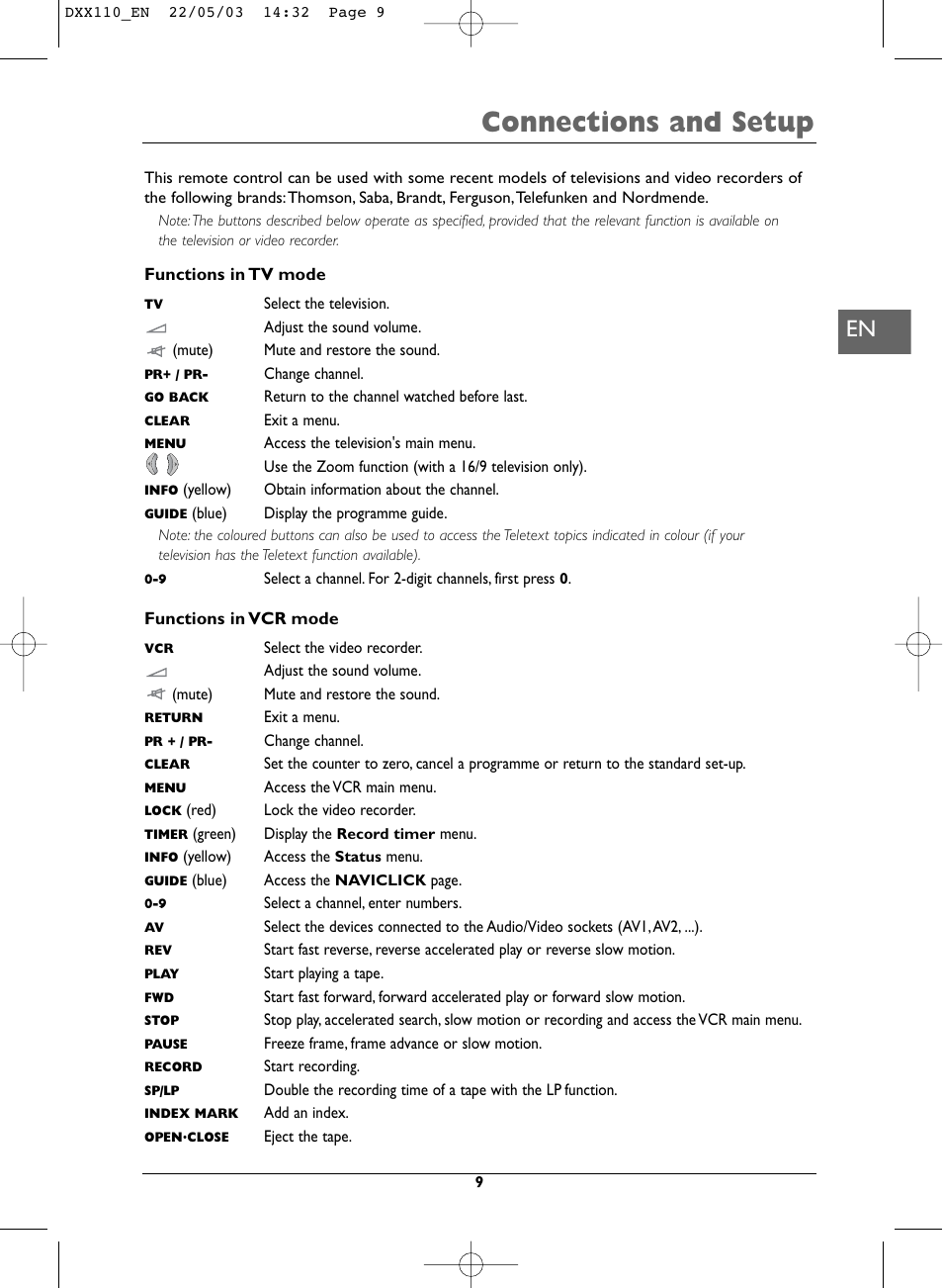 Connections and setup | Technicolor - Thomson DVD110 User Manual | Page 9 / 26