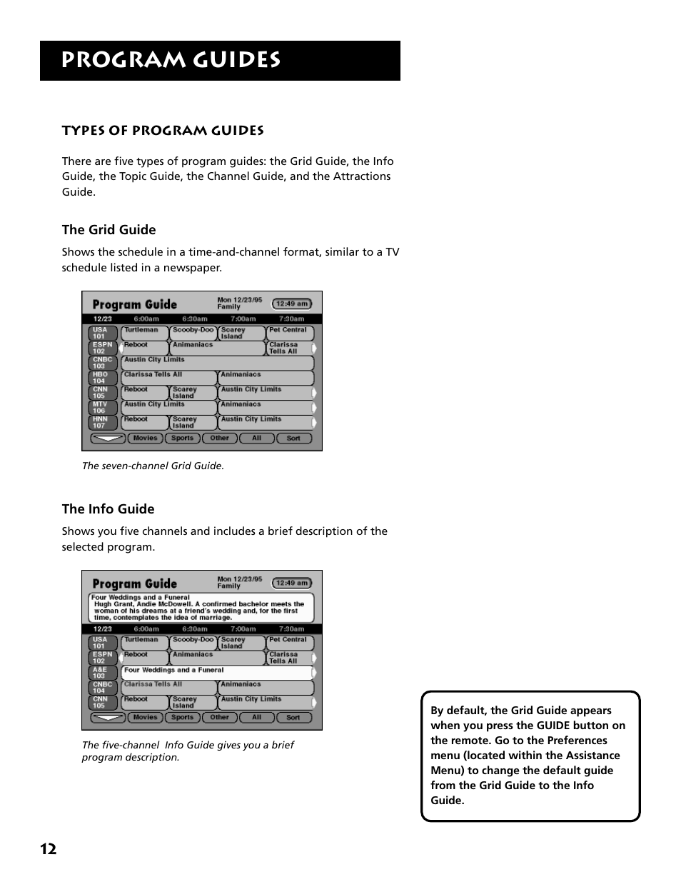 Types of program guides, Program guides | Technicolor - Thomson DRD302RA User Manual | Page 14 / 64