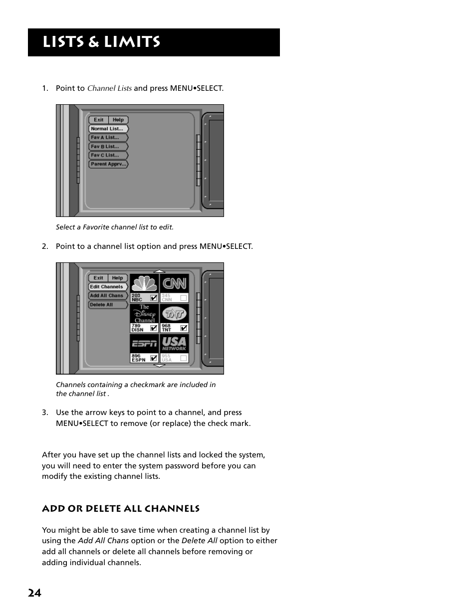 Lists & limits | Technicolor - Thomson DRD302RA User Manual | Page 26 / 64