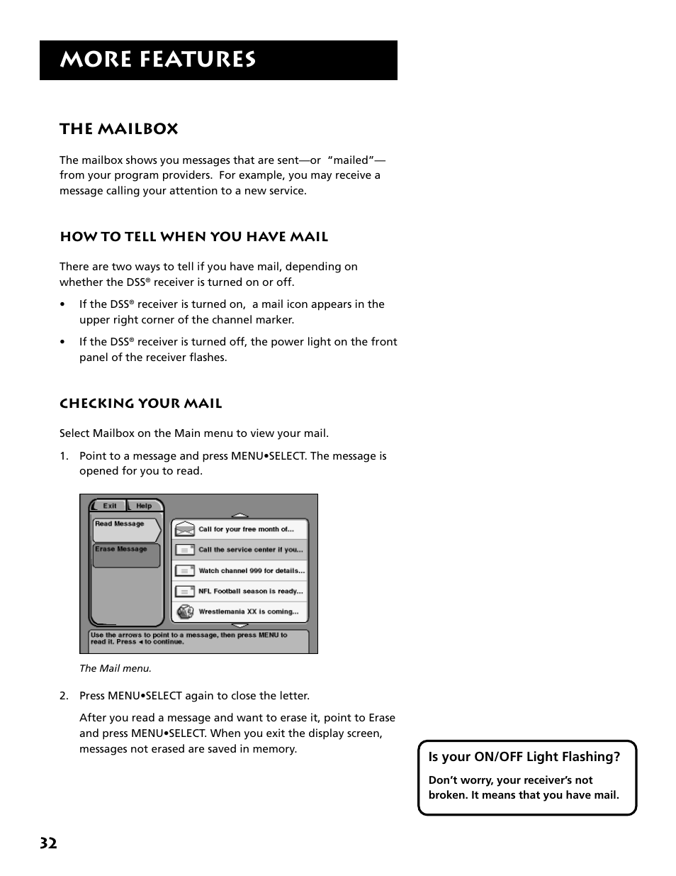 The mailbox, More features, 32 the mailbox | Technicolor - Thomson DRD302RA User Manual | Page 34 / 64