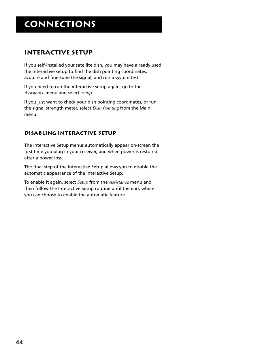 Interactive setup, Disabling interactive setup, Connections | Technicolor - Thomson DRD302RA User Manual | Page 46 / 64