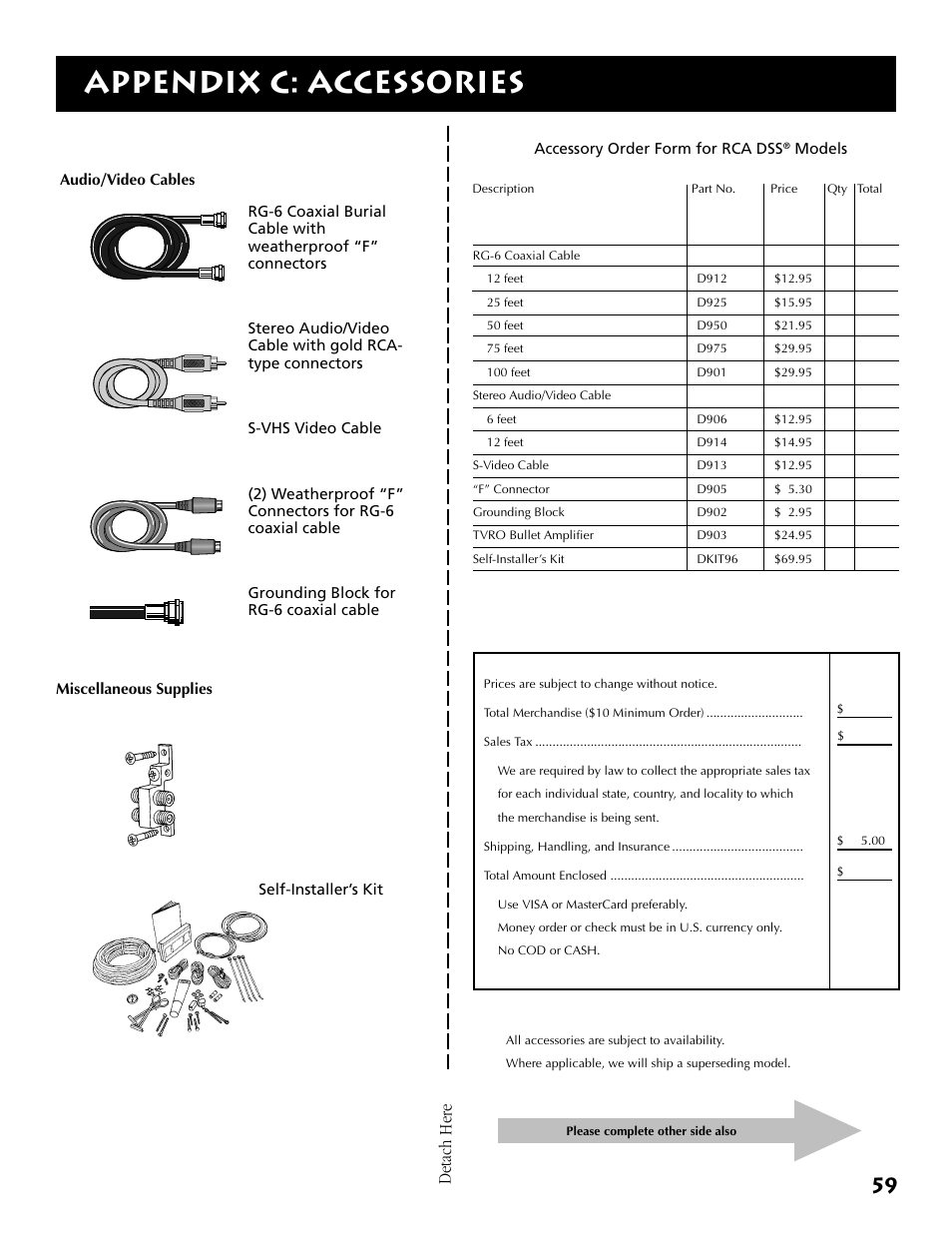 Appendix c: accessories, Detach here | Technicolor - Thomson DRD302RA User Manual | Page 61 / 64