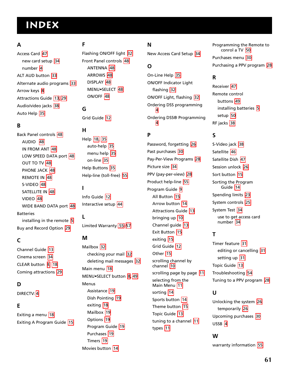 Index | Technicolor - Thomson DRD302RA User Manual | Page 63 / 64