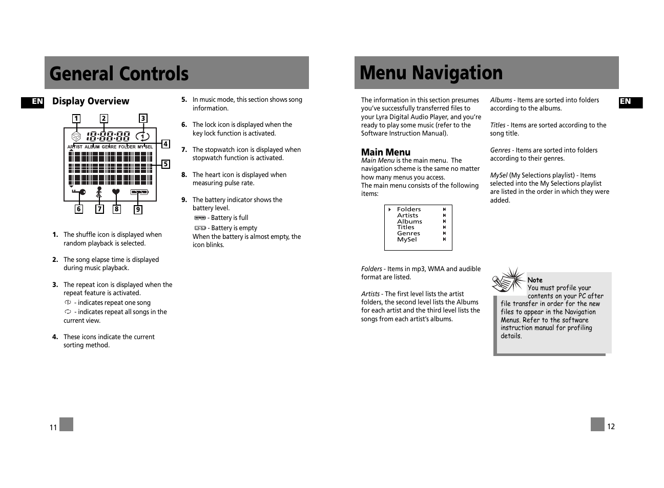 Menu navigation, General controls, Main menu | Display overview | Technicolor - Thomson Thomson Lyra PDP2656S User Manual | Page 11 / 30