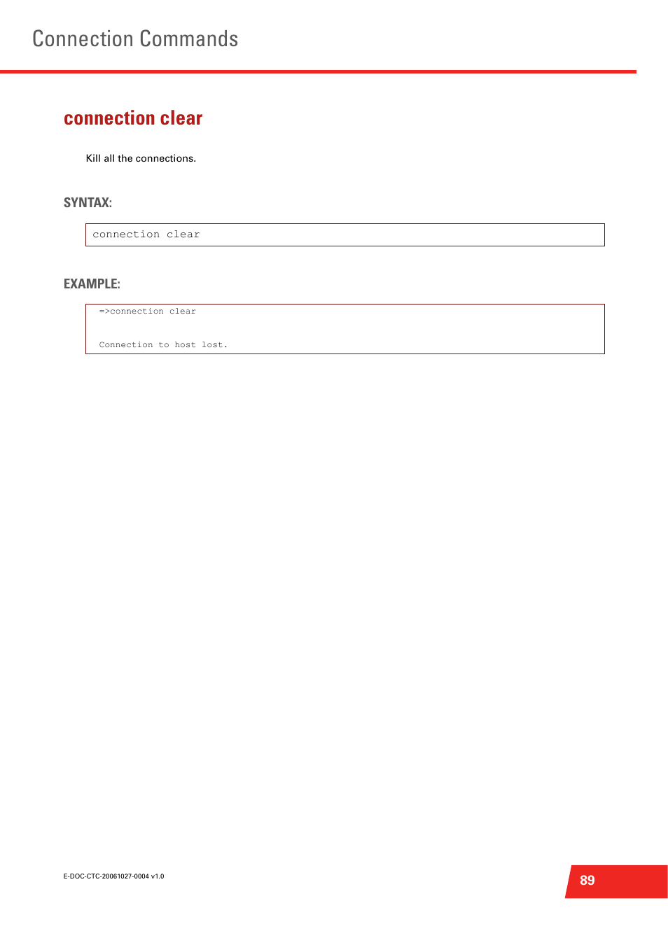 Connection clear, Connection commands | Technicolor - Thomson ST585 V6 User Manual | Page 113 / 834