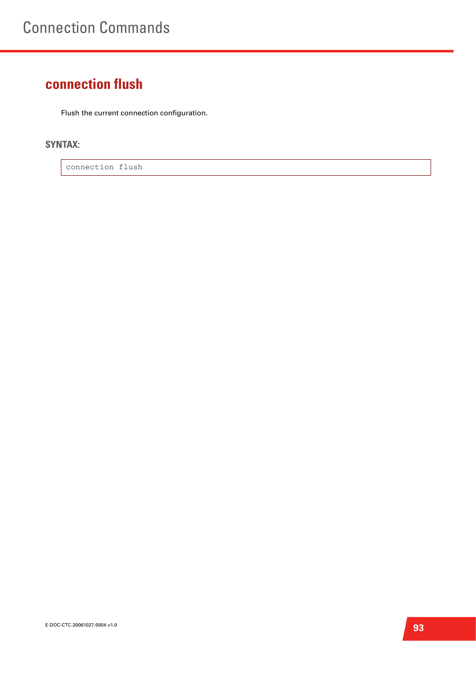 Connection flush, Flush the current connection configuration, Connection commands | Technicolor - Thomson ST585 V6 User Manual | Page 117 / 834