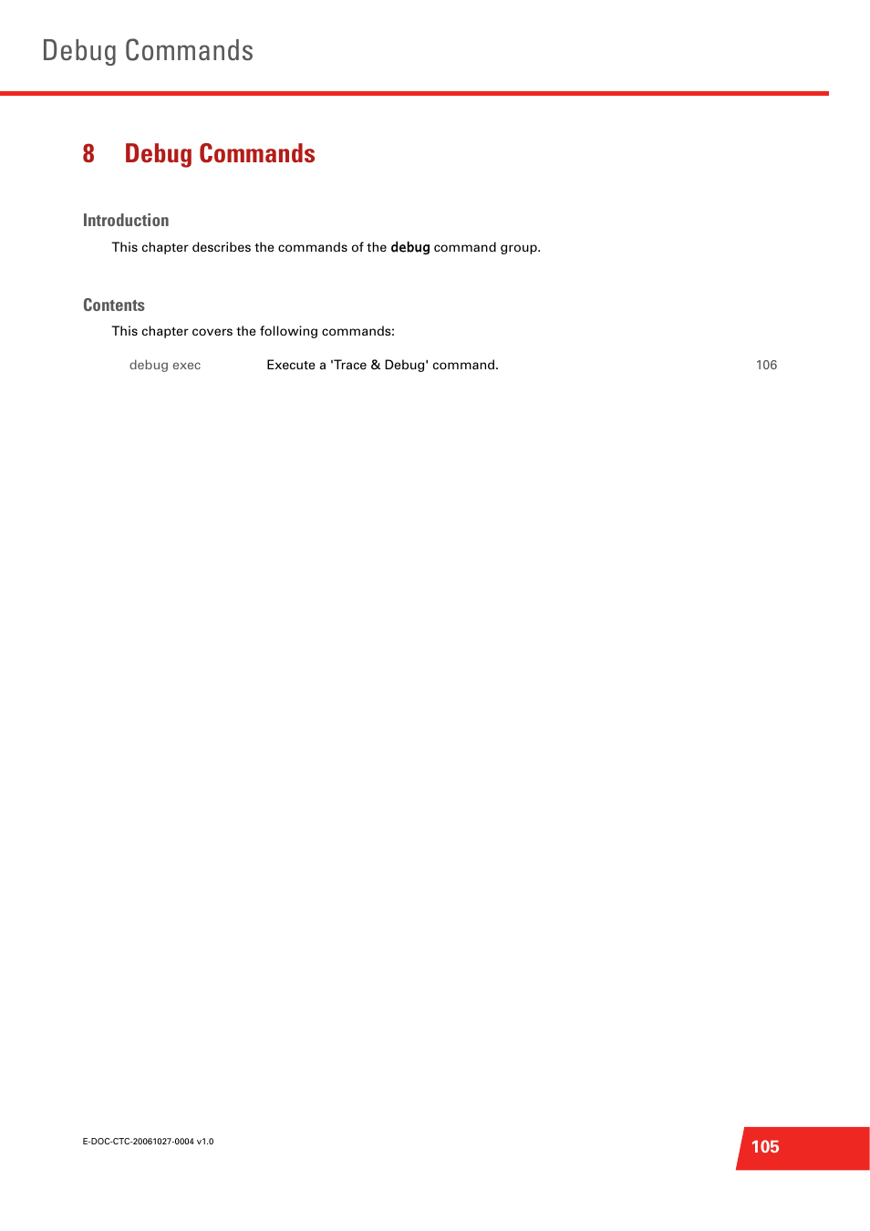 8 debug commands, Debug commands, 8debug commands | Technicolor - Thomson ST585 V6 User Manual | Page 129 / 834