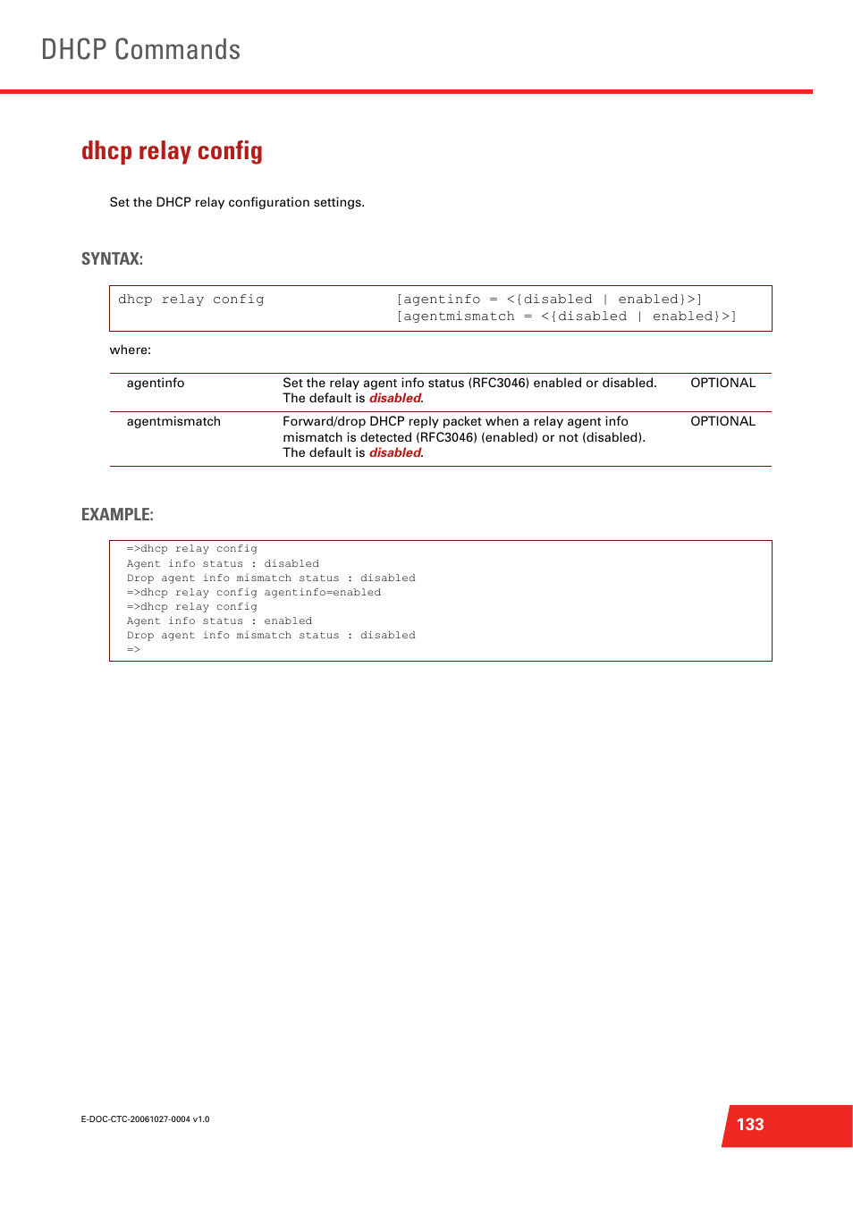 Dhcp relay config, Dhcp commands | Technicolor - Thomson ST585 V6 User Manual | Page 157 / 834