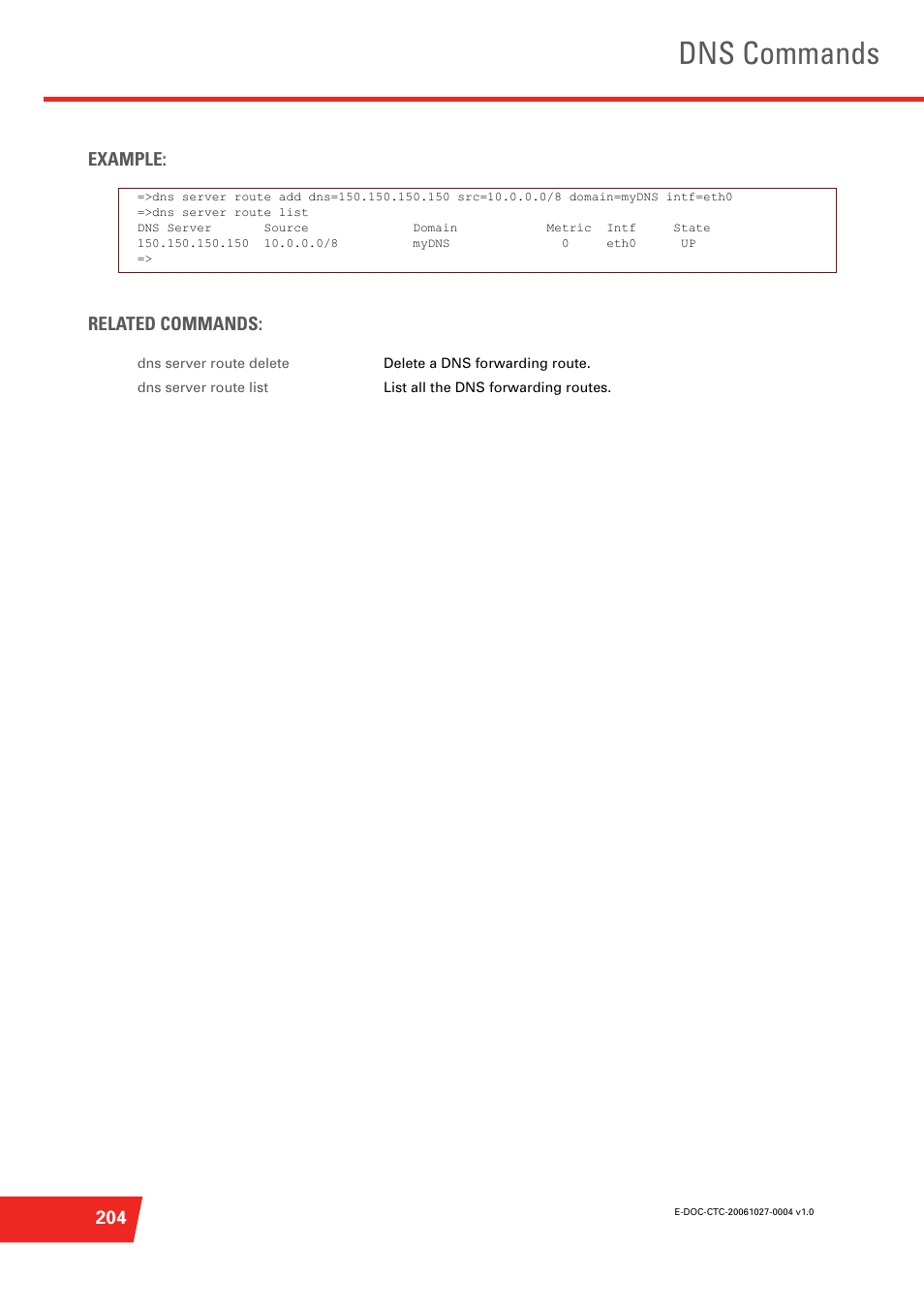 Dns commands, 204 example: related commands | Technicolor - Thomson ST585 V6 User Manual | Page 228 / 834