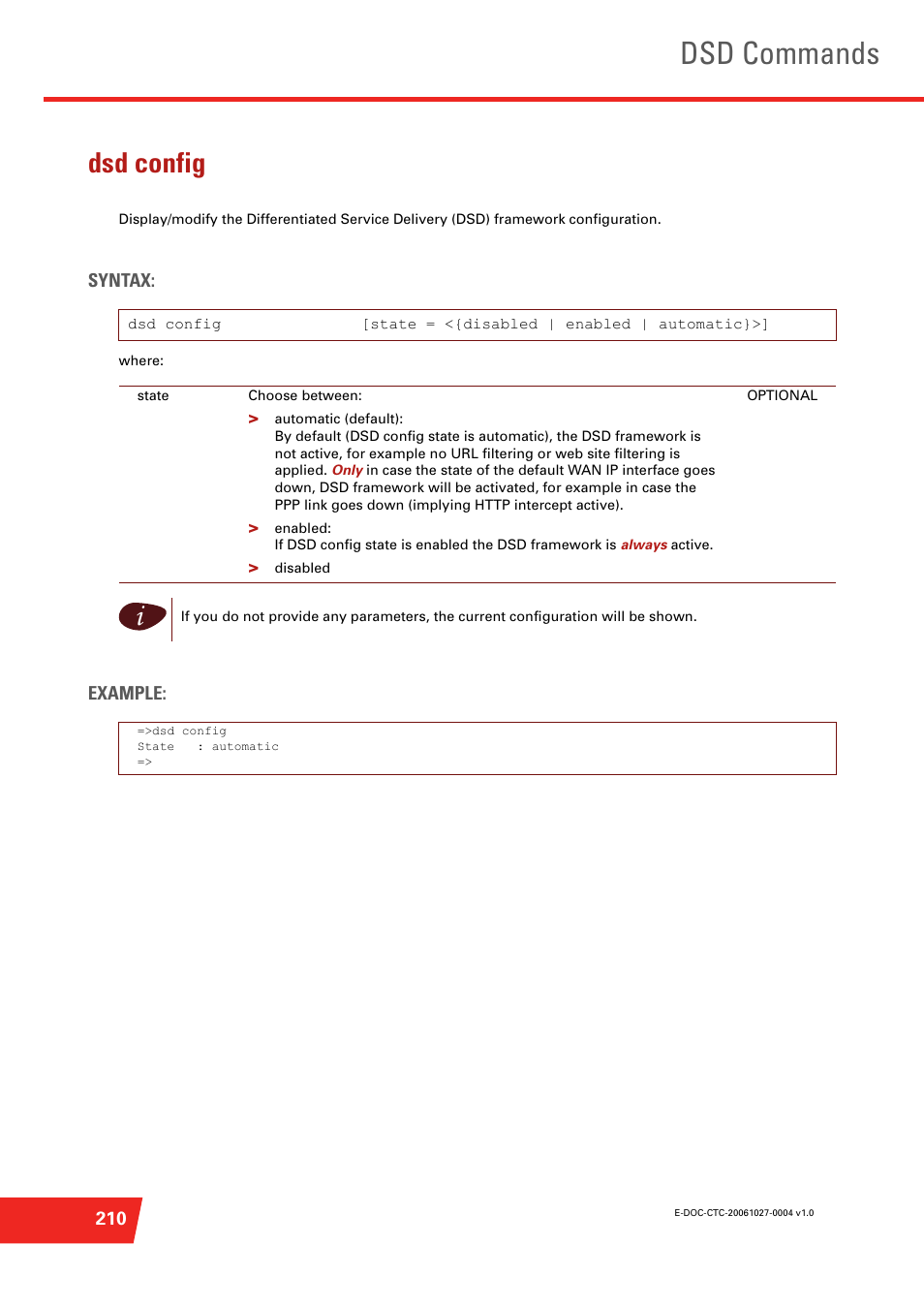 Dsd config, Dsd commands | Technicolor - Thomson ST585 V6 User Manual | Page 234 / 834