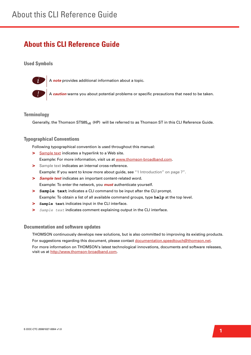 About this cli reference guide | Technicolor - Thomson ST585 V6 User Manual | Page 25 / 834