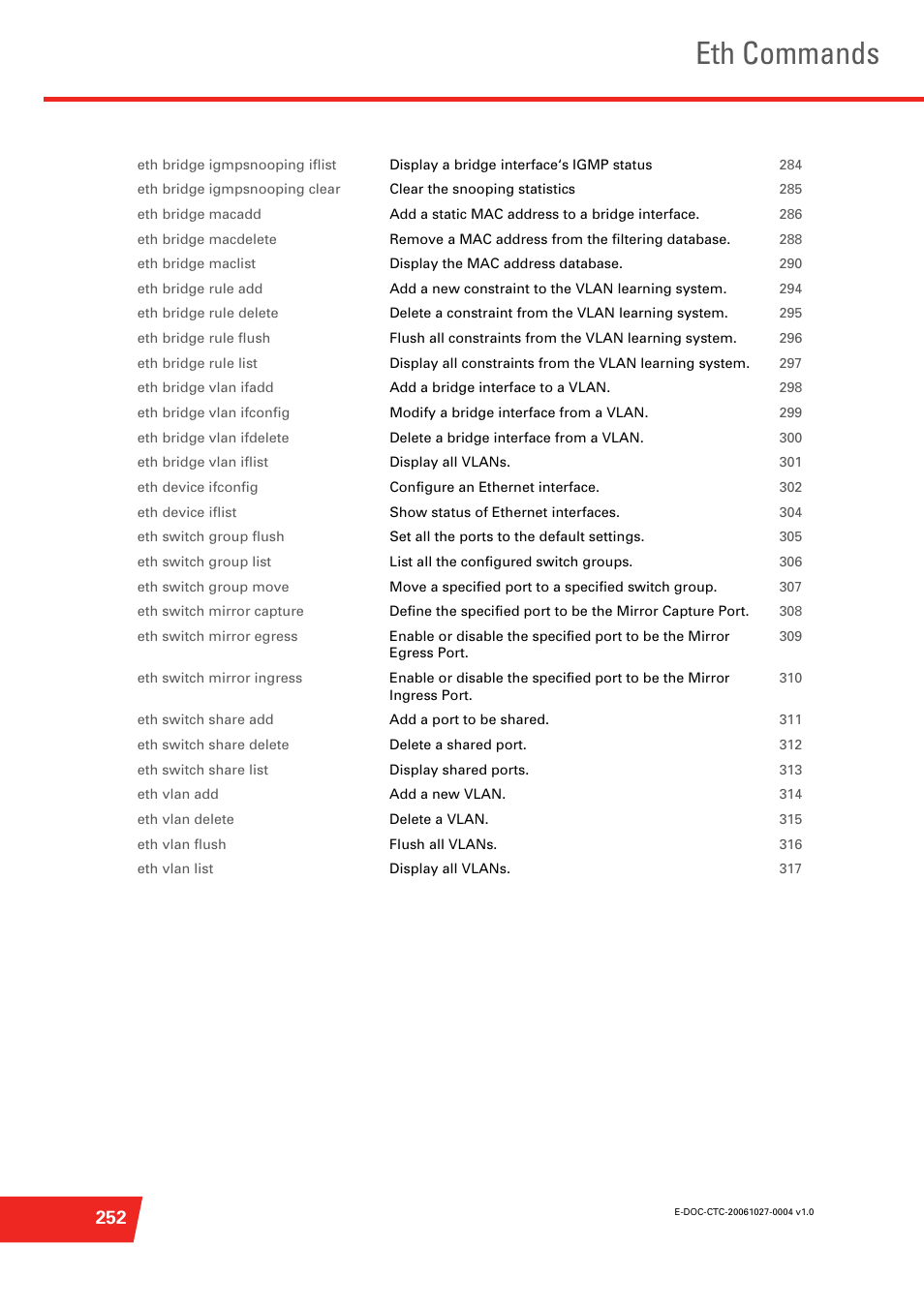 Eth commands | Technicolor - Thomson ST585 V6 User Manual | Page 276 / 834