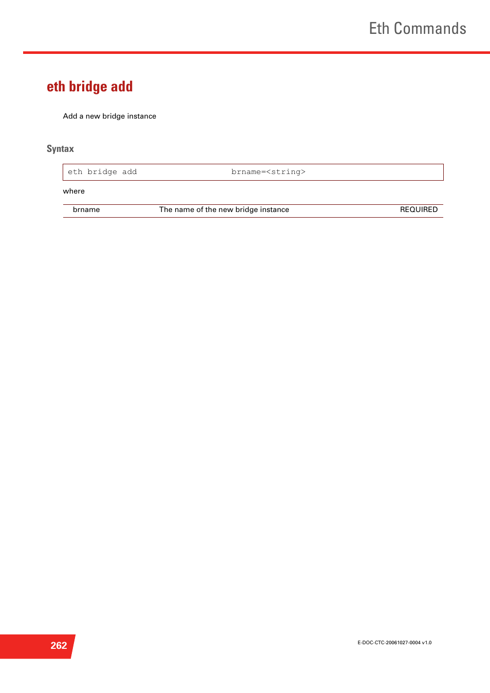 Eth bridge add, Eth commands | Technicolor - Thomson ST585 V6 User Manual | Page 286 / 834