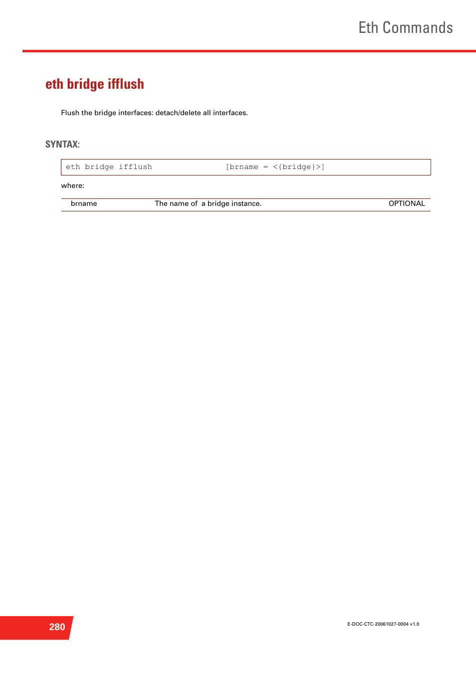 Eth bridge ifflush, Eth commands | Technicolor - Thomson ST585 V6 User Manual | Page 304 / 834