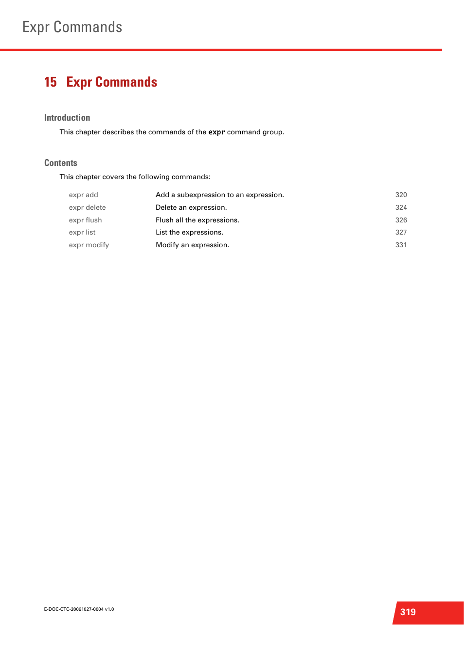 15 expr commands, Expr commands | Technicolor - Thomson ST585 V6 User Manual | Page 343 / 834