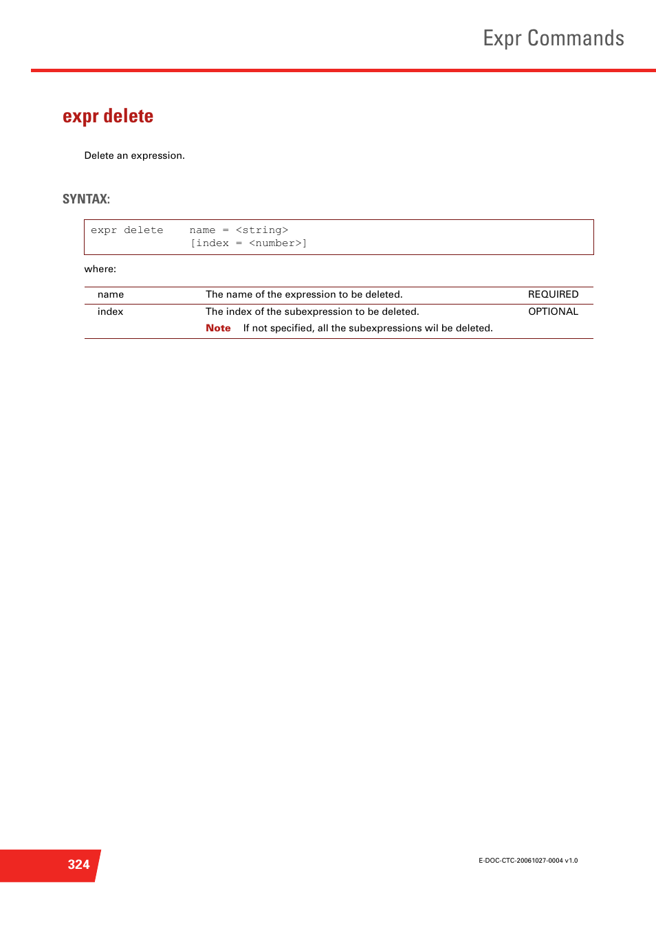 Expr delete, Delete an expression, Expr commands | Technicolor - Thomson ST585 V6 User Manual | Page 348 / 834