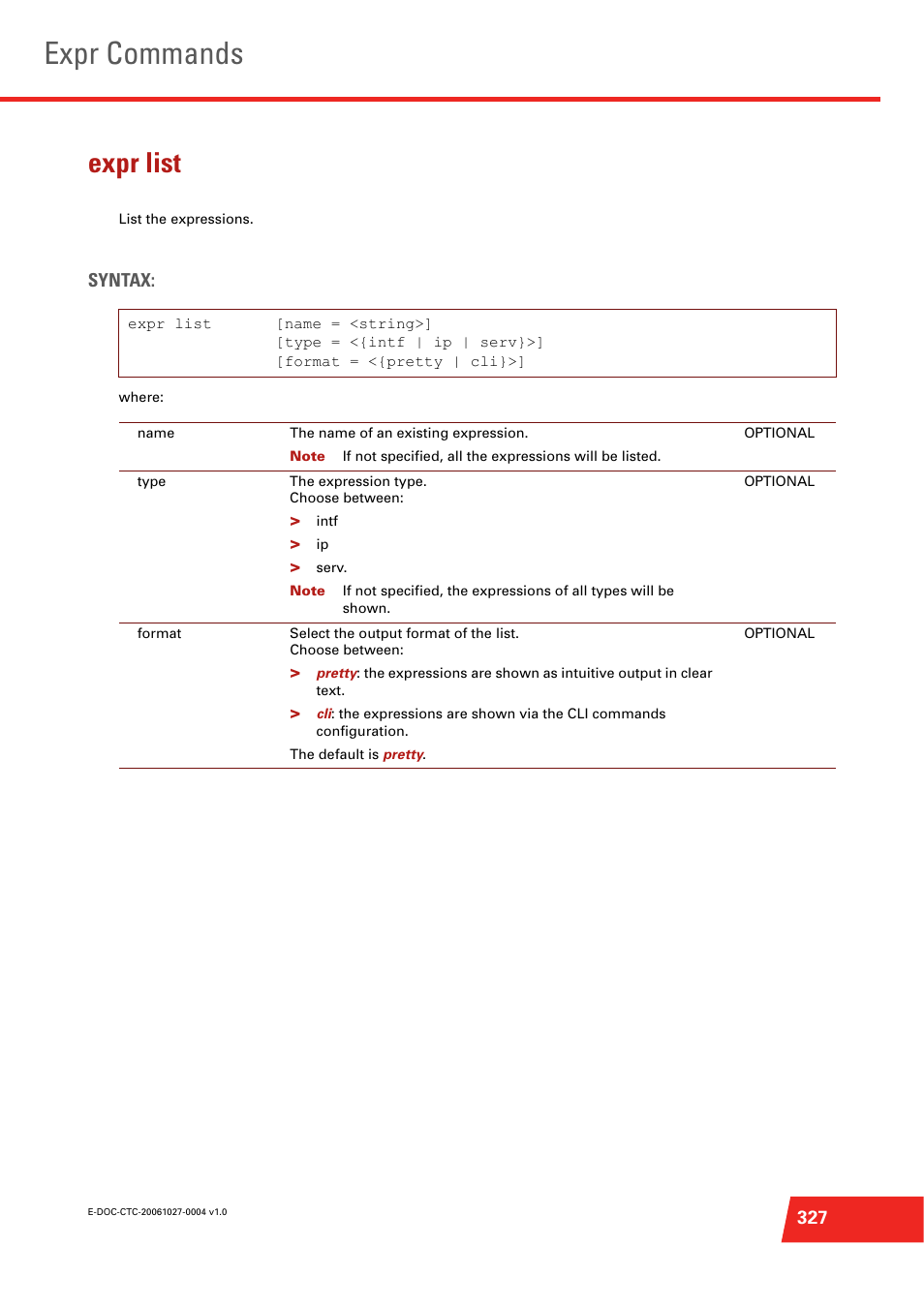 Expr list, List the expressions, Expr commands | Technicolor - Thomson ST585 V6 User Manual | Page 351 / 834