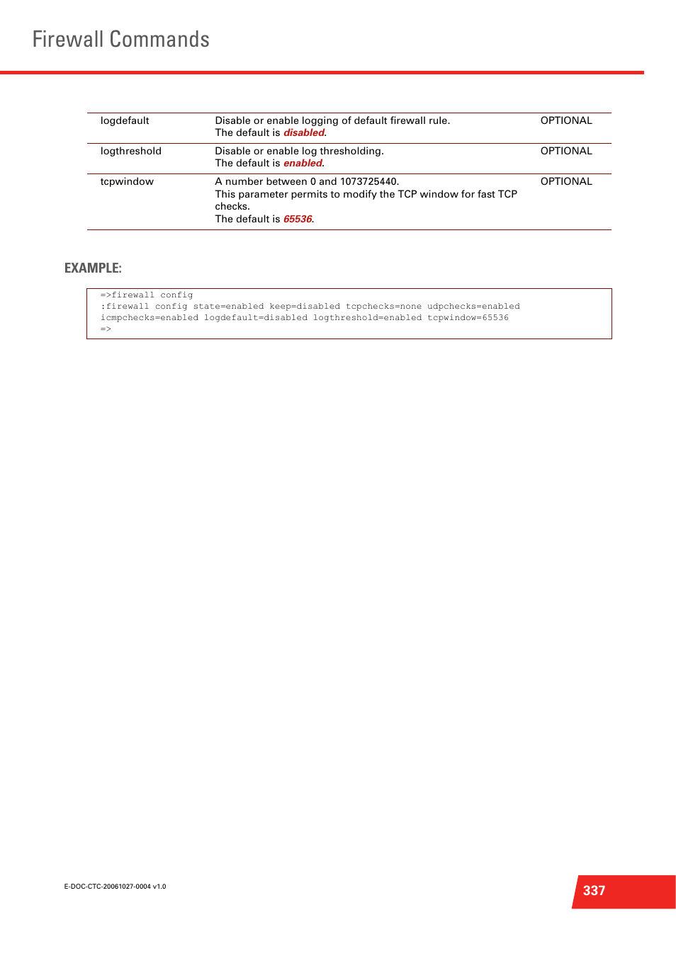 Firewall commands, 337 example | Technicolor - Thomson ST585 V6 User Manual | Page 361 / 834