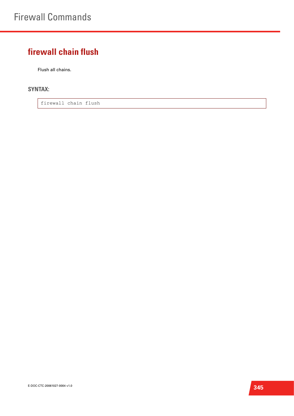 Firewall chain flush, Firewall commands | Technicolor - Thomson ST585 V6 User Manual | Page 369 / 834