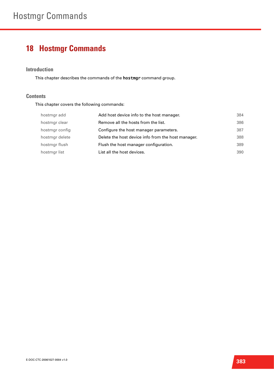 18 hostmgr commands, Hostmgr commands | Technicolor - Thomson ST585 V6 User Manual | Page 407 / 834