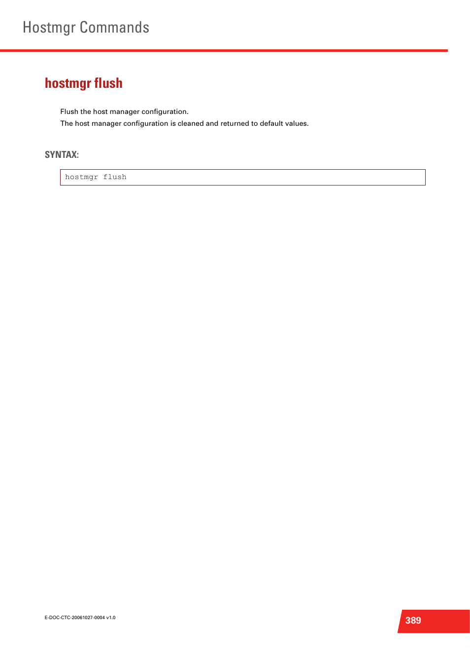 Hostmgr flush, Hostmgr commands | Technicolor - Thomson ST585 V6 User Manual | Page 413 / 834