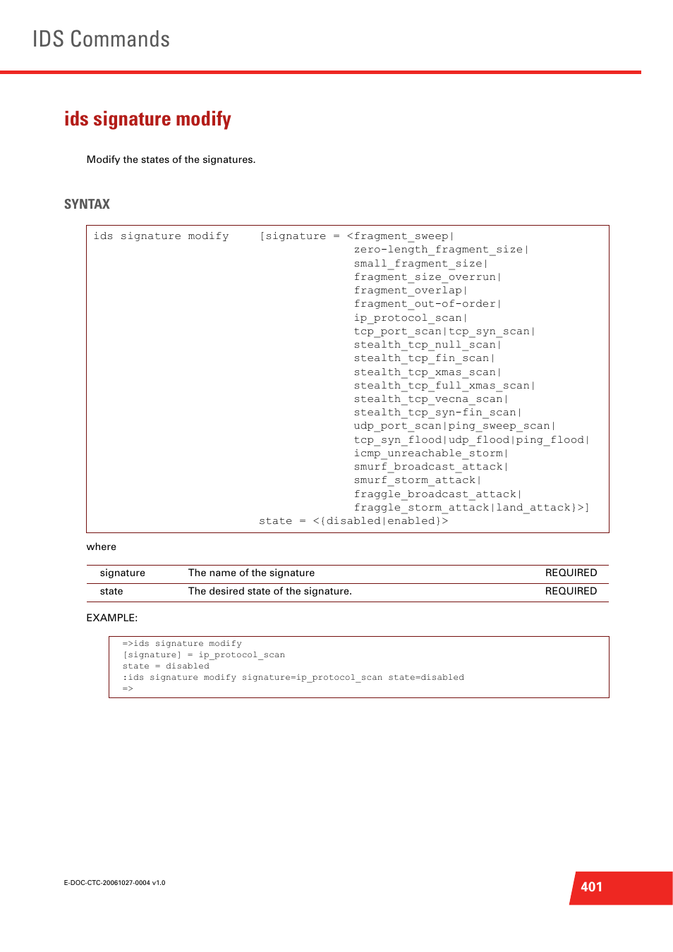 Ids signature modify, Modify the states of the signatures, Ids commands | Technicolor - Thomson ST585 V6 User Manual | Page 425 / 834