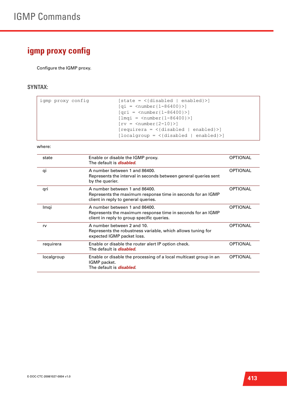 Igmp proxy config, Igmp commands, Syntax | Technicolor - Thomson ST585 V6 User Manual | Page 437 / 834